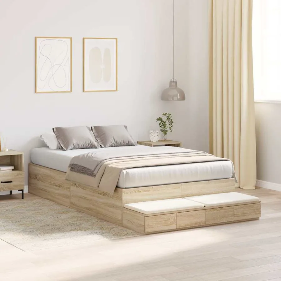 Cadre de lit avec rangement avec tiroir Chêne Sonoma 120 cm - 5