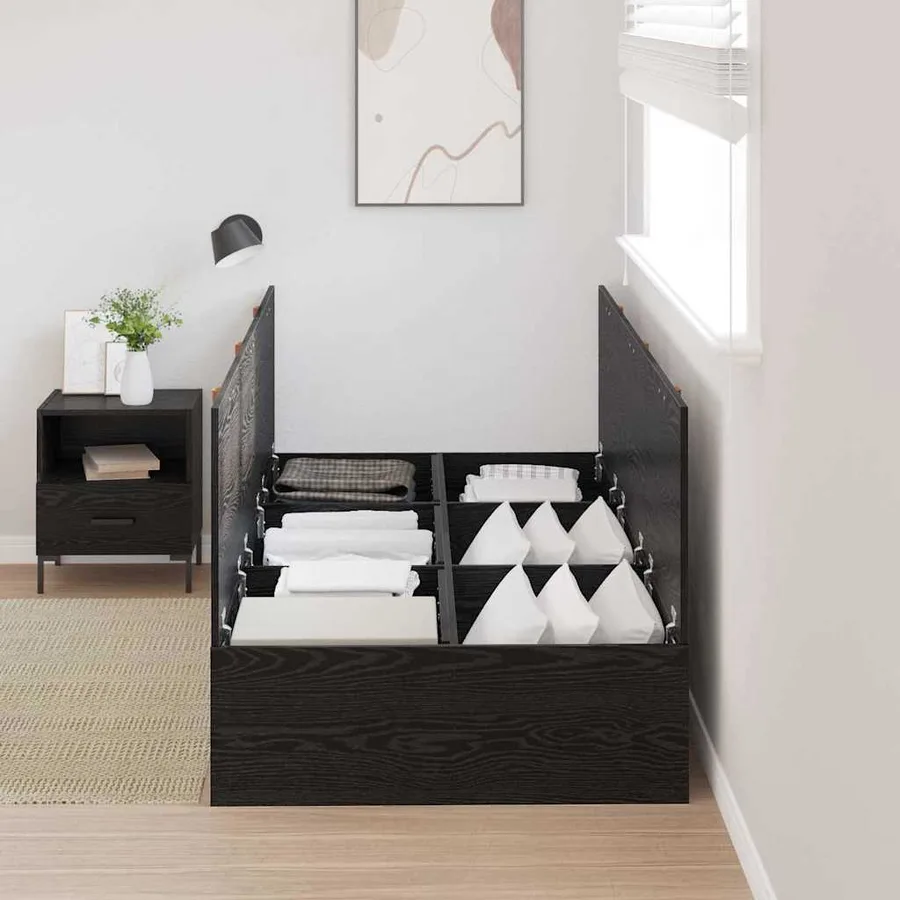 Cadre de lit avec rangement Chêne noir 90 x 190 cm - 3
