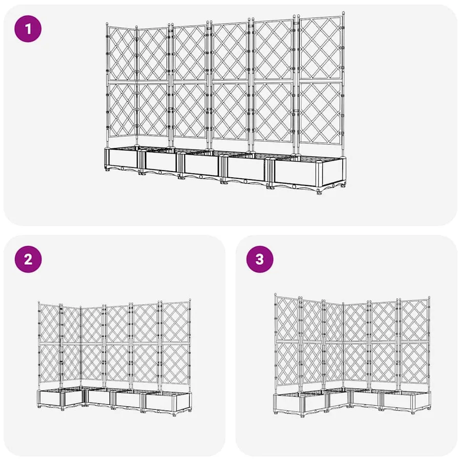 Cache-pot de jardin 5 pc Blanc 120 x 120 x 125,5 cm PP - 9