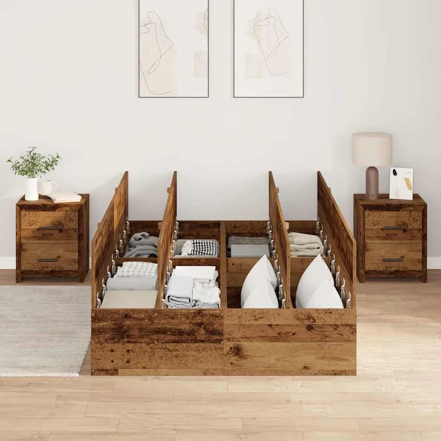 Cadre de lit avec rangement Bois Ancien 120 x 190 cm - 3
