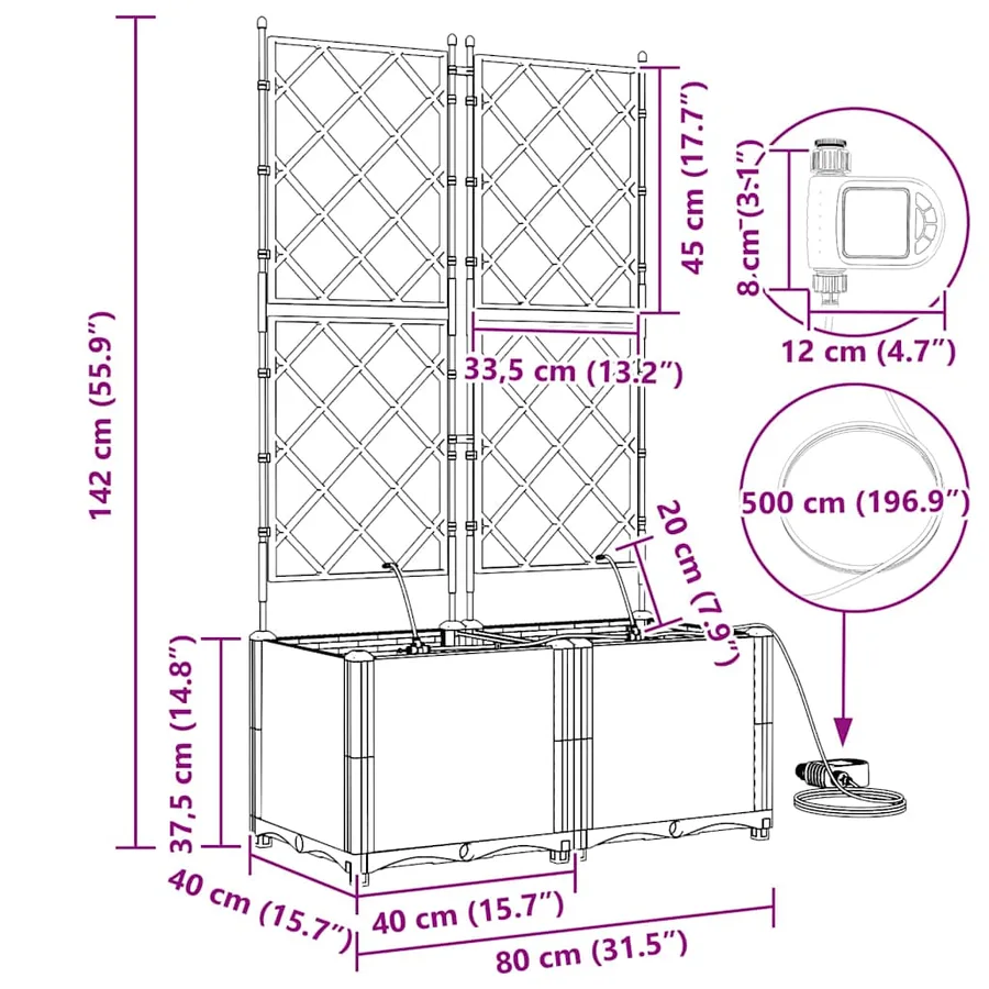 Cache-pot de jardin 2 pc Gris clair 80 x 40 x 142 cm PP - 10