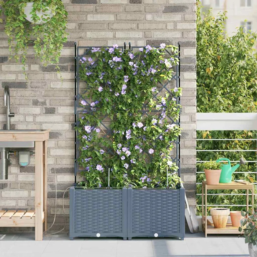 Cache-pot de jardin 2 pc Gris clair 80 x 40 x 142 cm PP - 3