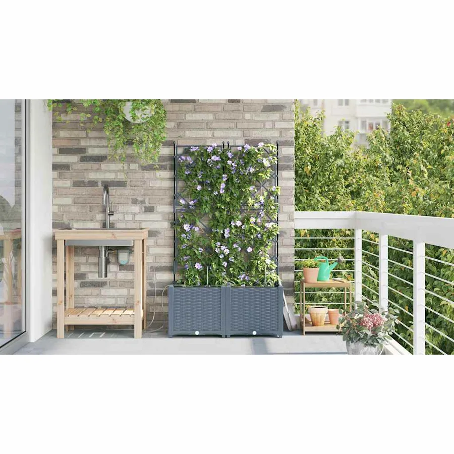 Cache-pot de jardin 2 pc Gris clair 80 x 40 x 142 cm PP - 4