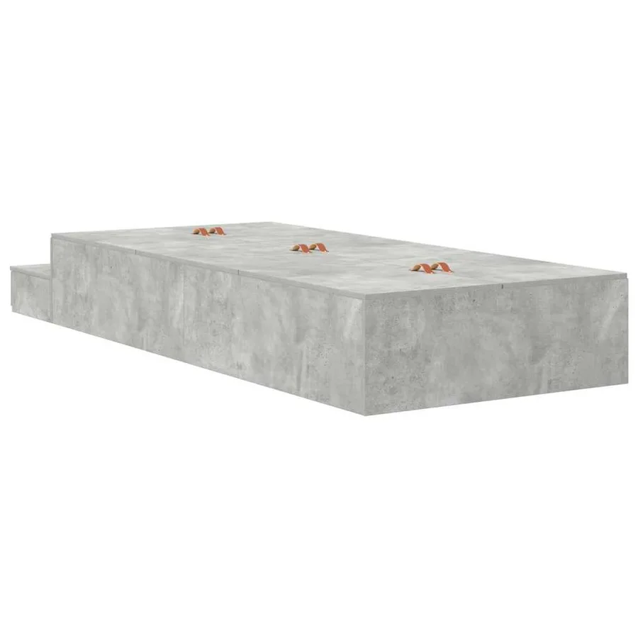 Cadre de lit avec rangement Gris béton 90 cm Bois d'ingénierie - 10