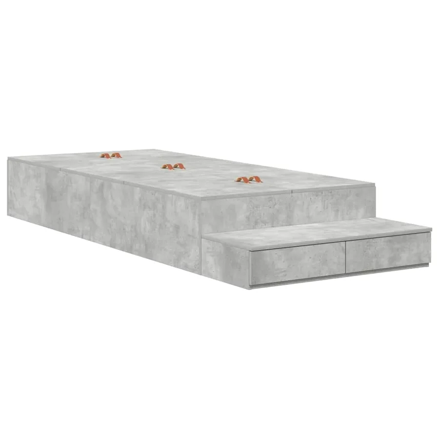 Cadre de lit avec rangement Gris béton 90 cm Bois d'ingénierie - 2