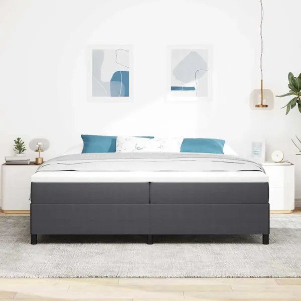 Lit à ressorts Gris foncé 200 x 200 cm Tissu en velours côtelé