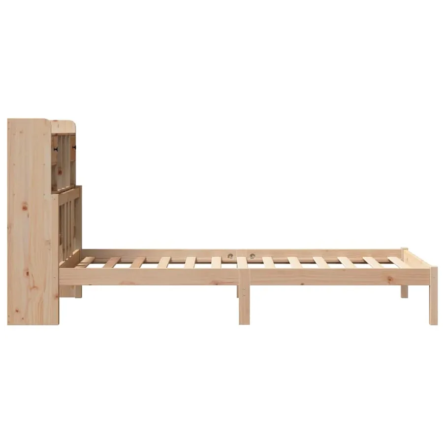 Lit bibliothèque sans matelas 90x190 cm bois de pin massif - 5