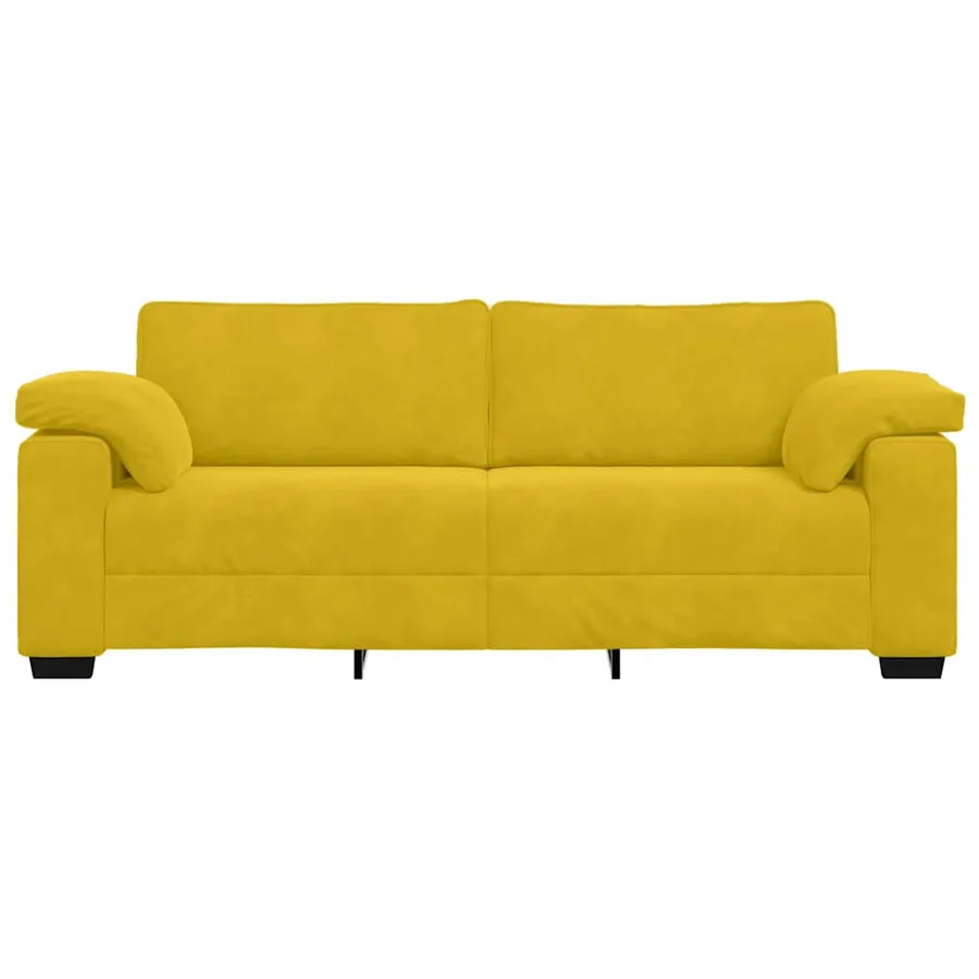 Canapé 3 places jaune velours 220 x 77 x 82 cm - 4