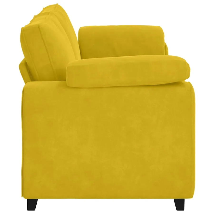 Canapé 3 places jaune velours 220 x 77 x 82 cm - 5