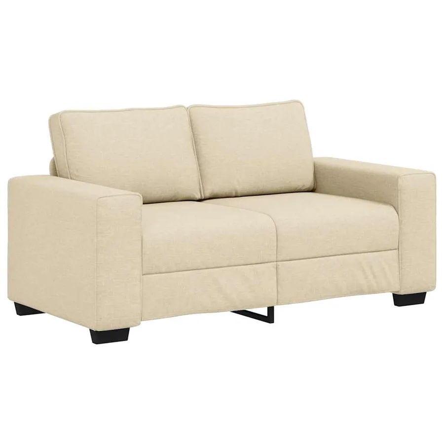 Ensemble de canapé 2 pcs avec coussins en tissu crème - 4
