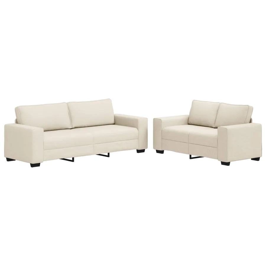 Canapé 2 pcs Beige 221 x 80 x 82 cm Tissu en lin mélangé - 2