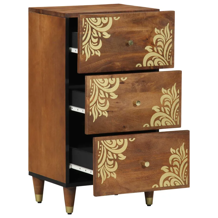 Buffet avec tiroir Marron 40 x 33 x 75 cm Bois de mangue massif - 2