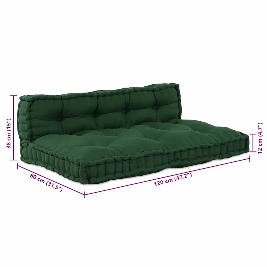 Coussin de canapé sur palette 2 pcs Vert 120 x 80 x 38 cm Tissu - 10
