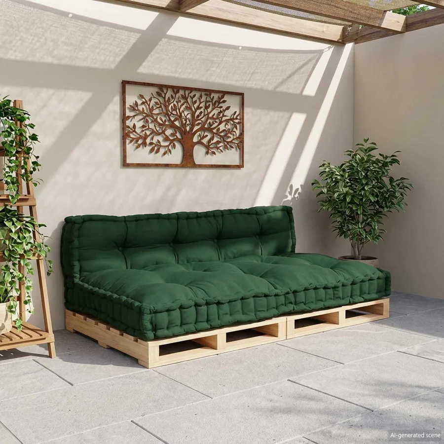 Coussin de canapé sur palette 2 pcs Vert 120 x 80 x 38 cm Tissu - 3