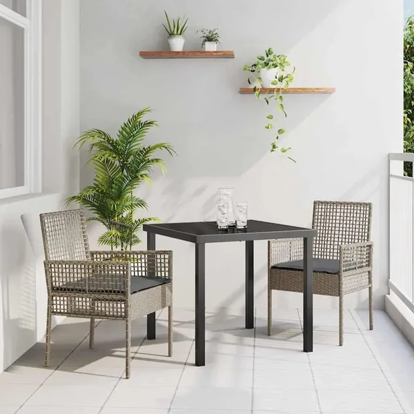 Chaise de jardin 2 pcs Gris 55 x 53 x 85 cm polyrotin