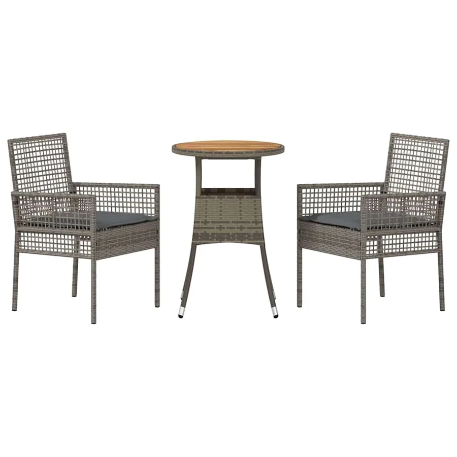 Ensemble de salle à manger pour jardin 3 pcs Gris polyrotin - 7