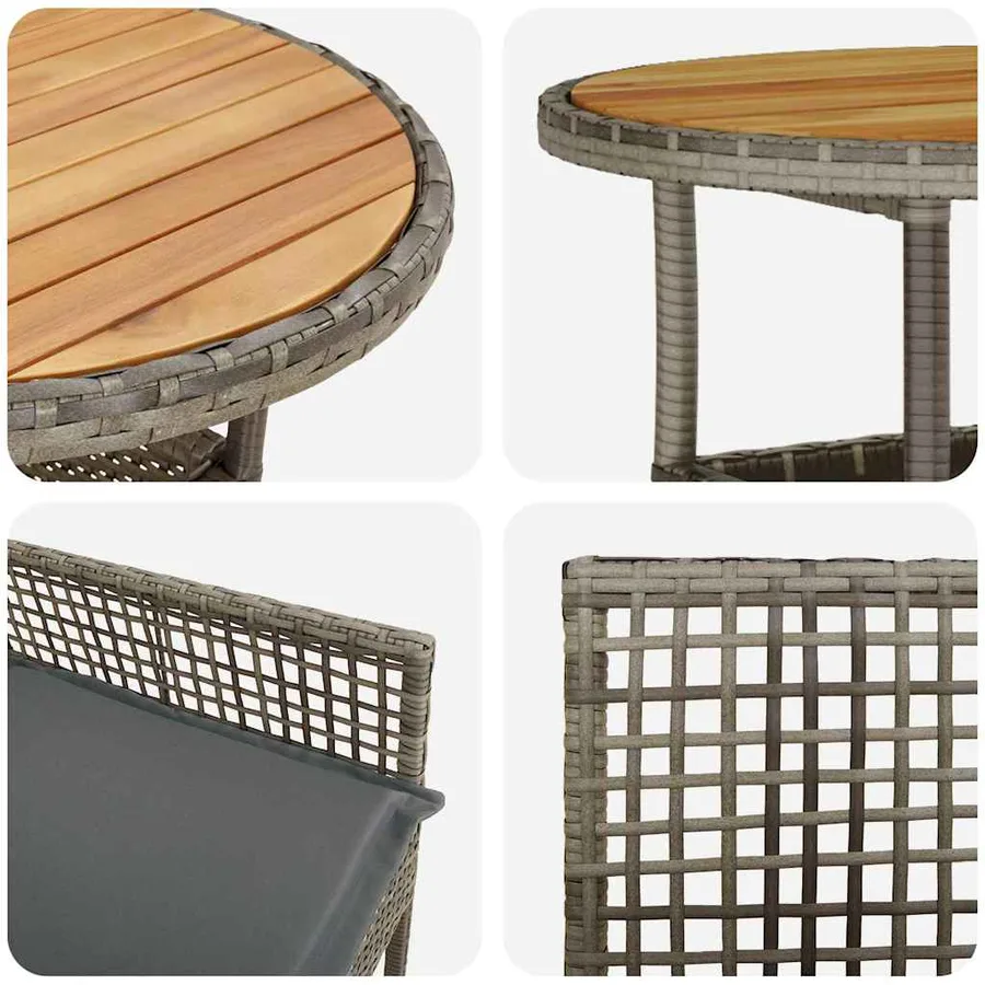 Ensemble de salle à manger pour jardin 3 pcs Gris polyrotin - 9