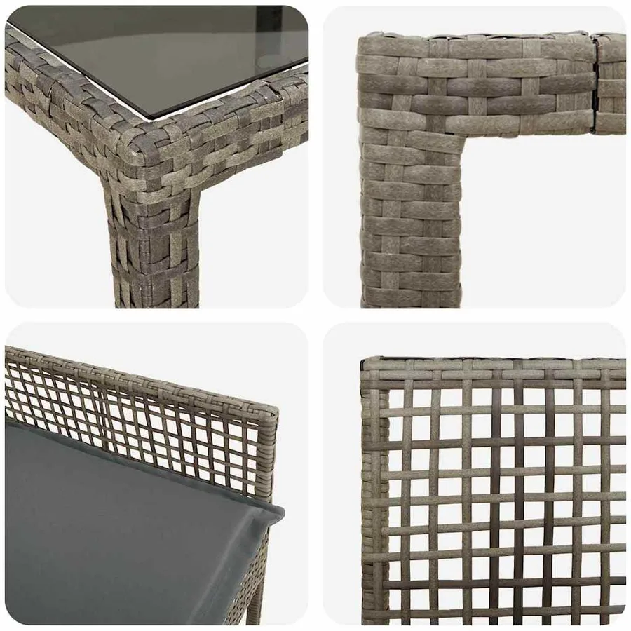 Ensemble de salle à manger pour jardin 9 pcs Gris polyrotin - 9