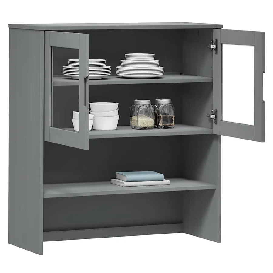 Dessus de buffet MOLDE Gris 90x35x100 cm Bois massif de pin - 3