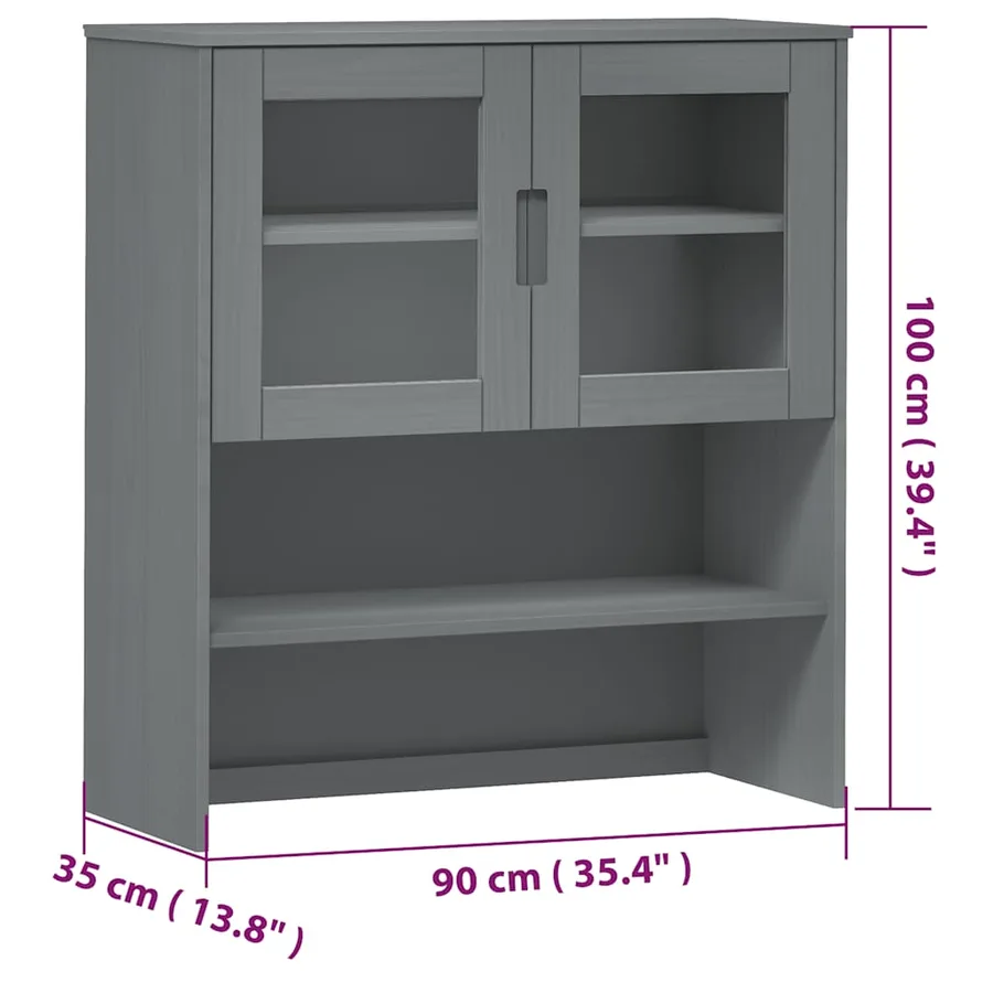Dessus de buffet MOLDE Gris 90x35x100 cm Bois massif de pin - 8
