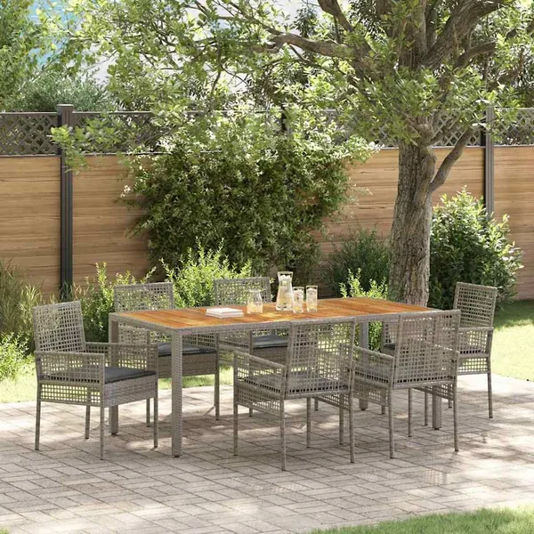 Ensemble de salle à manger pour jardin 7 pcs Gris polyrotin