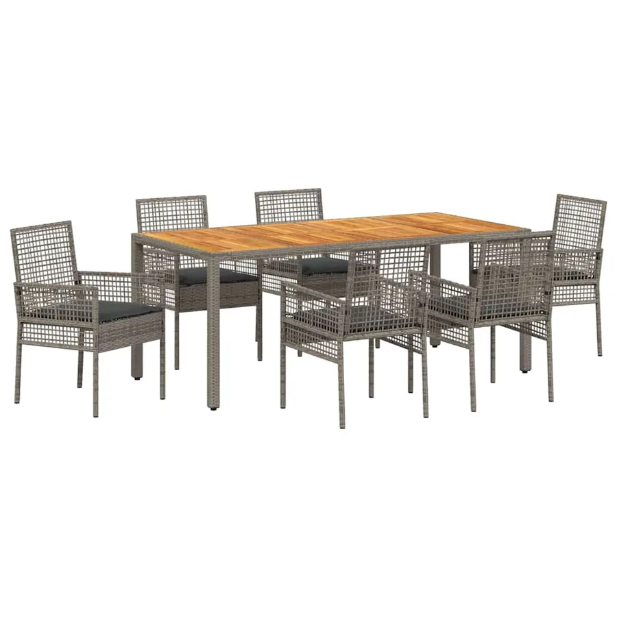 Ensemble de salle à manger pour jardin 7 pcs Gris polyrotin - 2