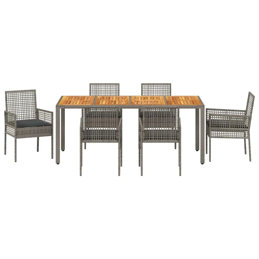 Ensemble de salle à manger pour jardin 7 pcs Gris polyrotin - 7