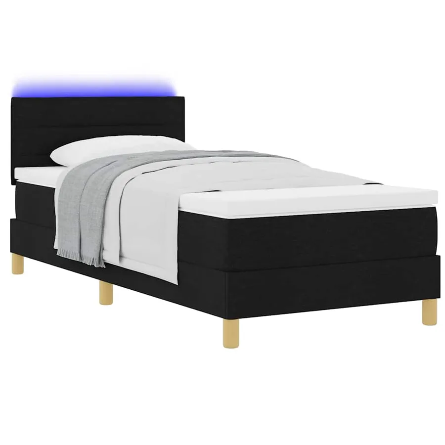 Lit à ressort LED avec bandes LED Noir 80 x 200 cm tissu - 3