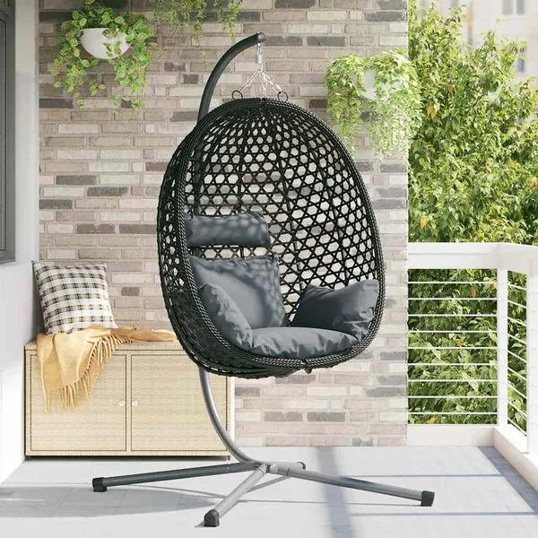 Chaise suspendue Anthracite et noir 104 x 100 x 191 cm