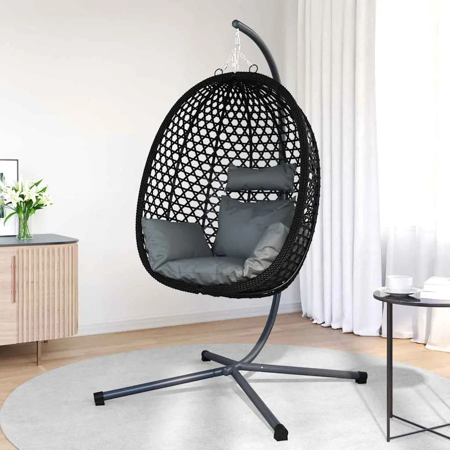 Chaise suspendue Anthracite et noir 104 x 100 x 191 cm - 3