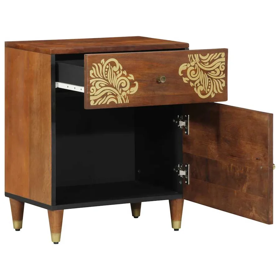 Cabinet de chevet avec porte Marron miel 50 x 33 x 60 cm - 2