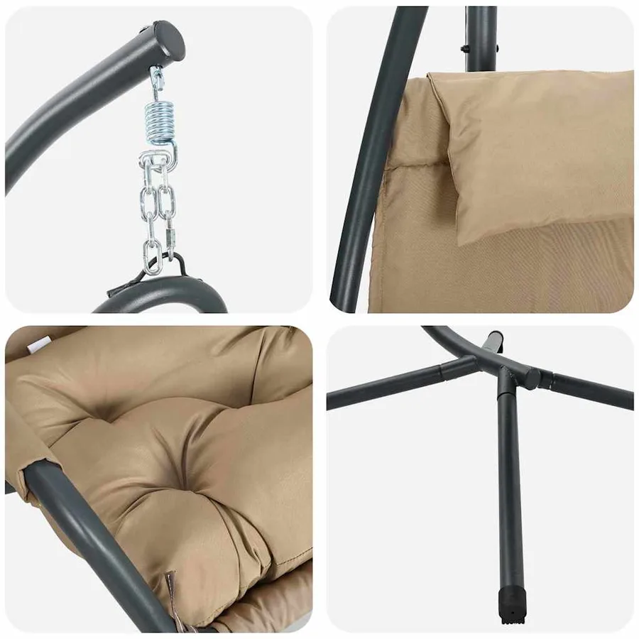 Chaise suspendue Taupe 94 x 107 x 196,5 cm Acier - 7