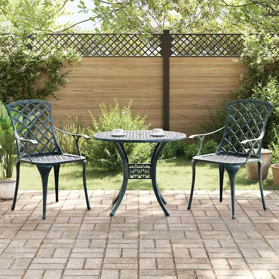 Ensemble de salle à manger pour jardin 3 pcs Vert Aluminium