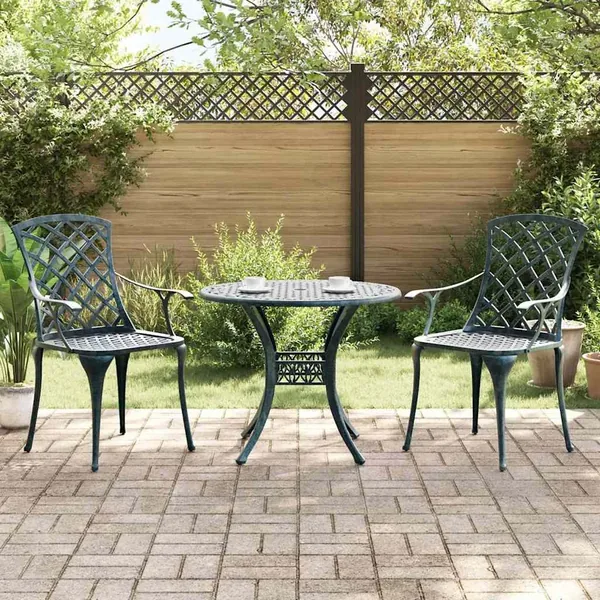 Ensemble de salle à manger pour jardin 3 pcs Vert Aluminium