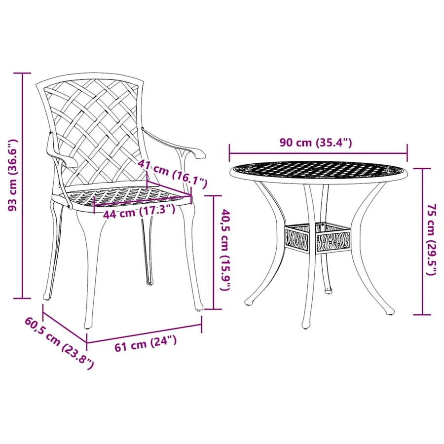 Ensemble de salle à manger pour jardin 3 pcs Vert Aluminium - 14