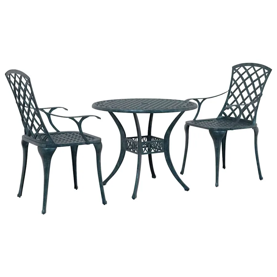 Ensemble de salle à manger pour jardin 3 pcs Vert Aluminium - 2