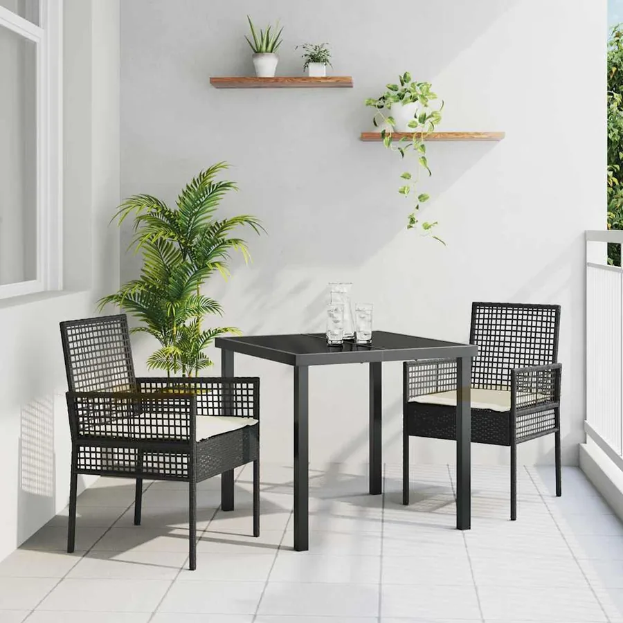 Chaise de jardin 2 pcs Noir 55 x 53 x 85 cm polyrotin