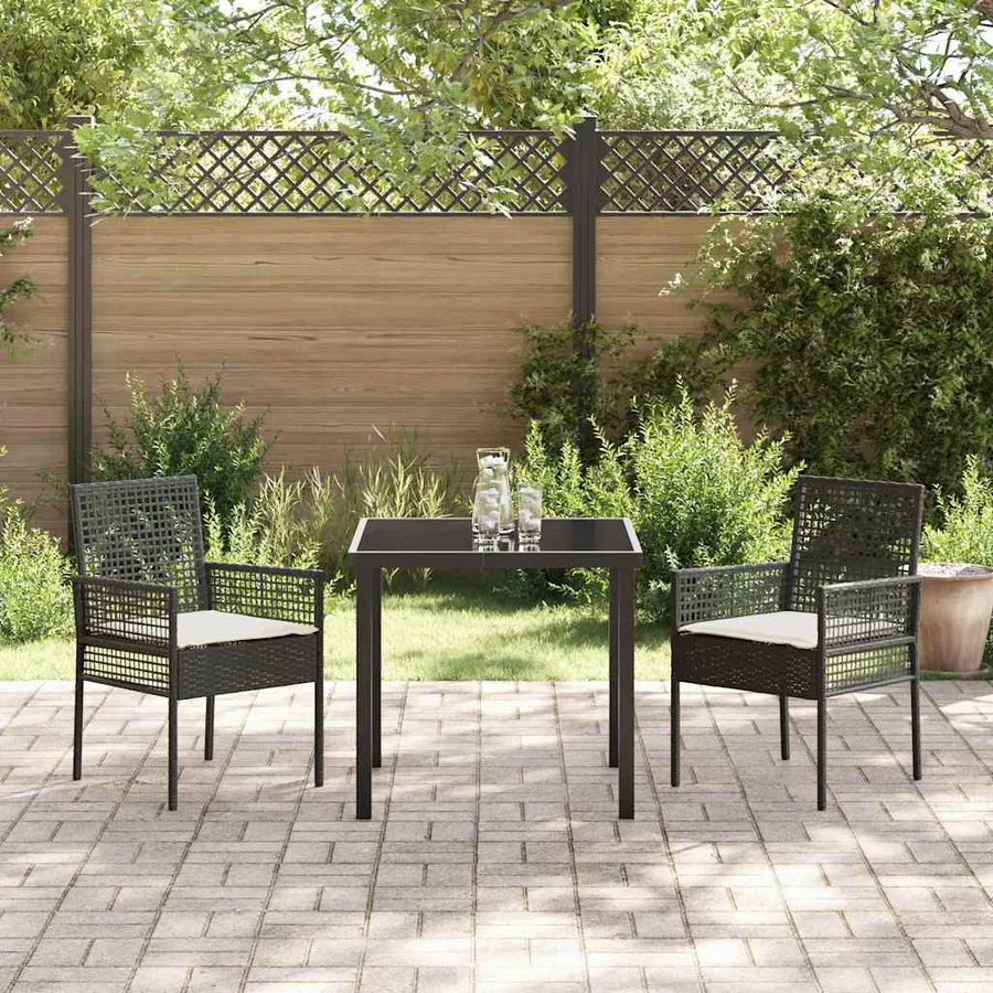 Chaise de jardin 2 pcs Noir 55 x 53 x 85 cm polyrotin - 3