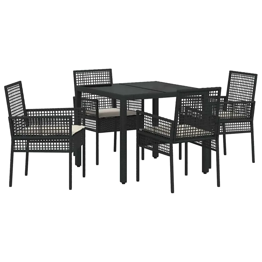 Ensemble de salle à manger pour jardin 5 pcs Noir polyrotin - 2