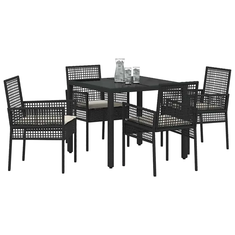 Ensemble de salle à manger pour jardin 5 pcs Noir polyrotin - 3