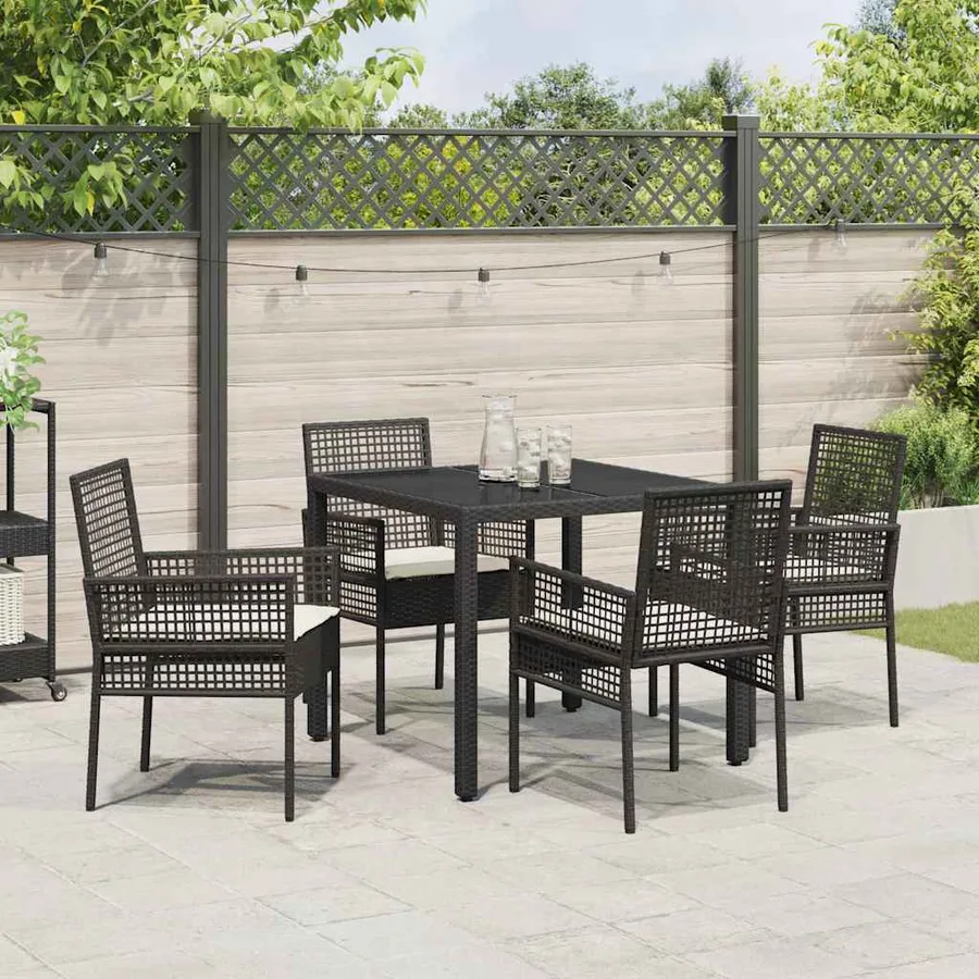 Ensemble de salle à manger pour jardin 5 pcs Noir polyrotin - 4