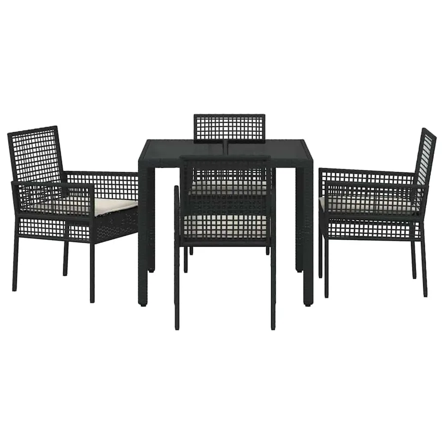Ensemble de salle à manger pour jardin 5 pcs Noir polyrotin - 7