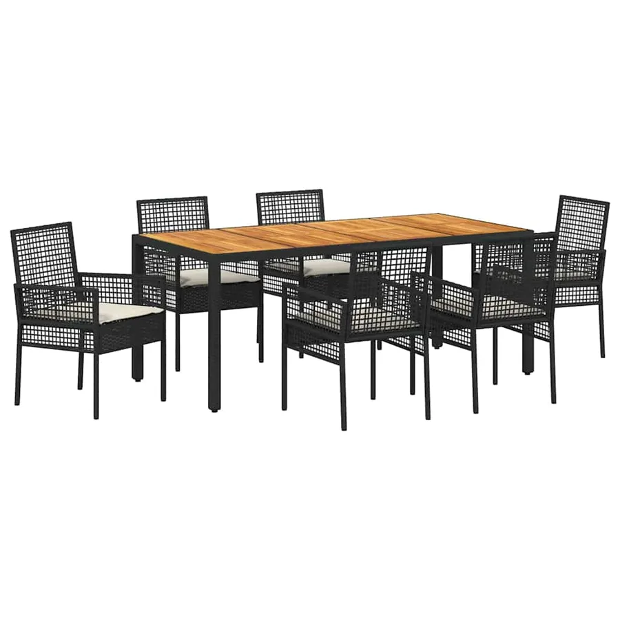 Ensemble de salle à manger pour jardin 7 pcs Noir polyrotin - 2