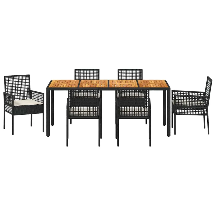 Ensemble de salle à manger pour jardin 7 pcs Noir polyrotin - 7