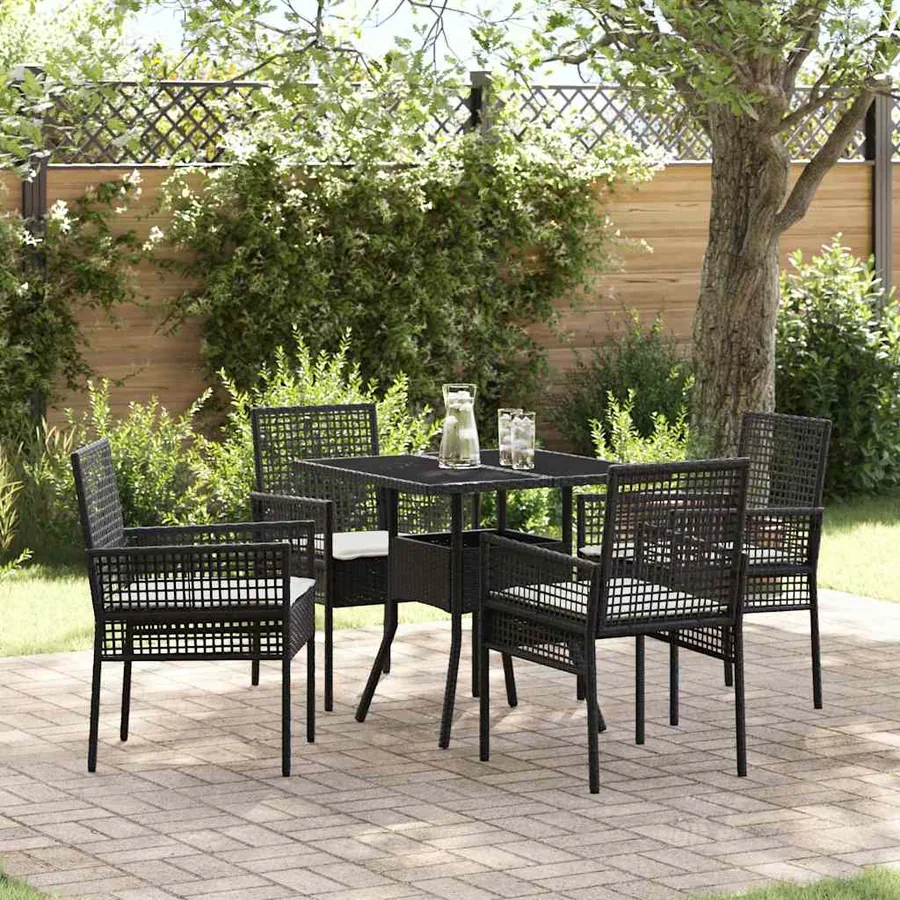Ensemble de salle à manger pour jardin 5 pcs Noir polyrotin