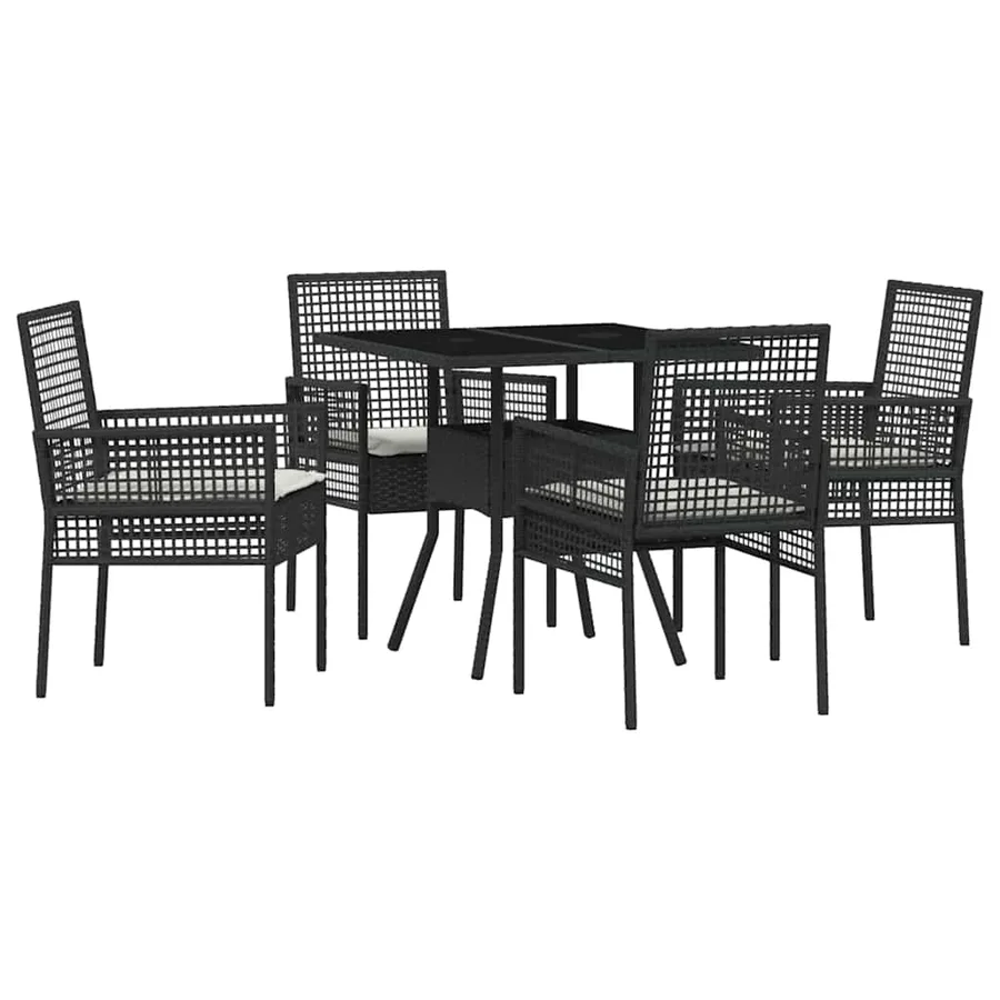 Ensemble de salle à manger pour jardin 5 pcs Noir polyrotin - 2
