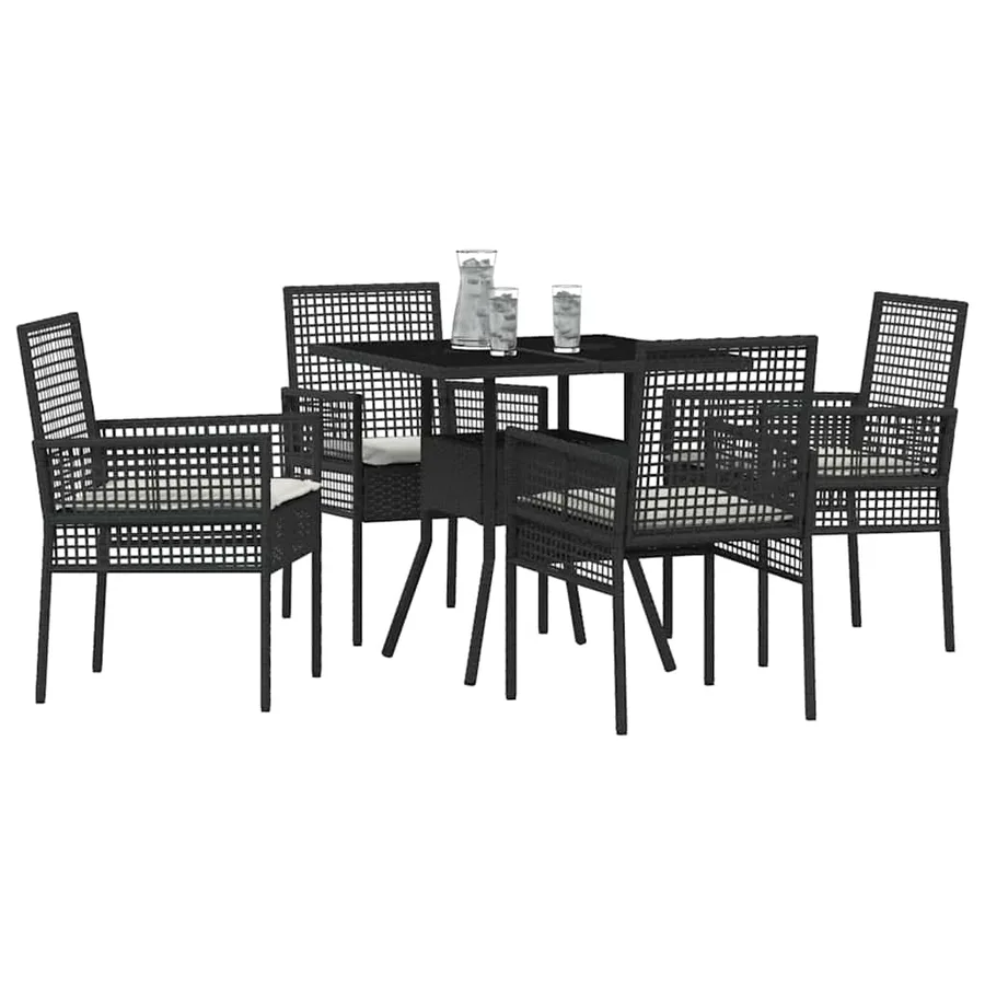 Ensemble de salle à manger pour jardin 5 pcs Noir polyrotin - 3