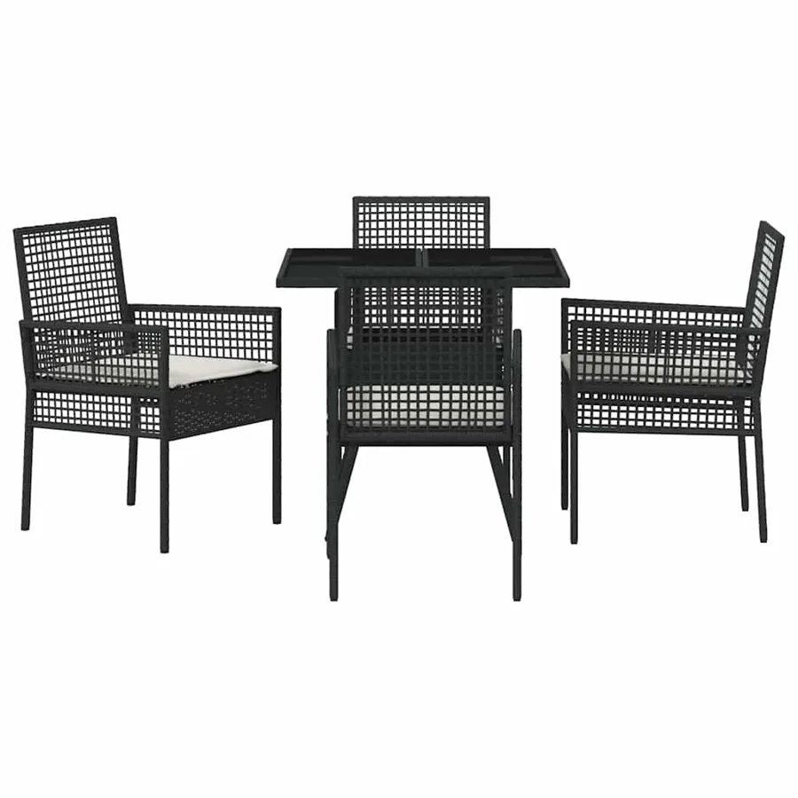 Ensemble de salle à manger pour jardin 5 pcs Noir polyrotin - 7