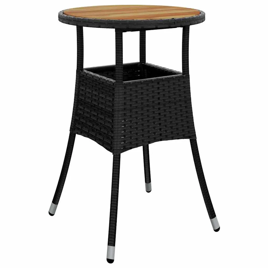 Ensemble de salle à manger pour jardin 3 pcs Noir polyrotin - 5