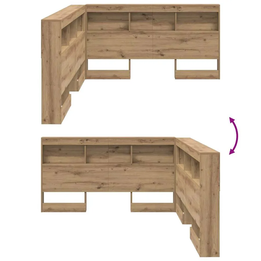 Tête de lit de rangement Chêne artisanal Bois d'ingénierie - 10